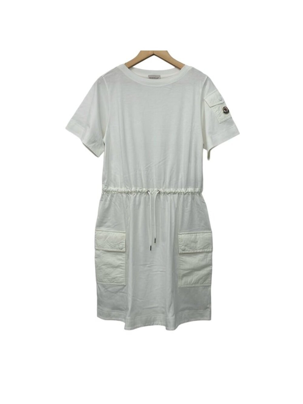 Moncler Dress Vestito Ivory Crew Neck Short Sleeve Knee-length XS